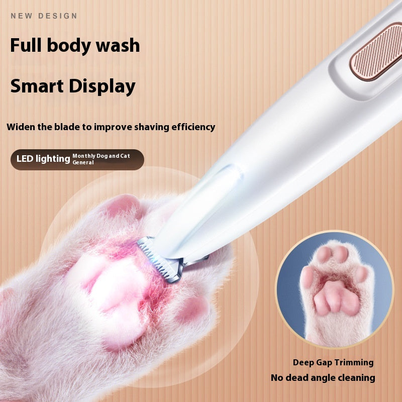 Pets Dog Paw Trimmer With LED Light Fully Waterproof Pet Hair Trimmer With LED Display Dog Clippers For Grooming Widen Blade Siqur Salute