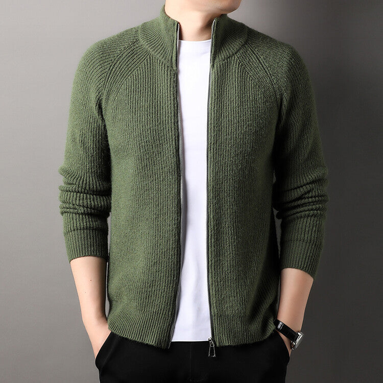 Mens Casual All-match Stand-up Collar Cardigan Sweater Siqur Salute