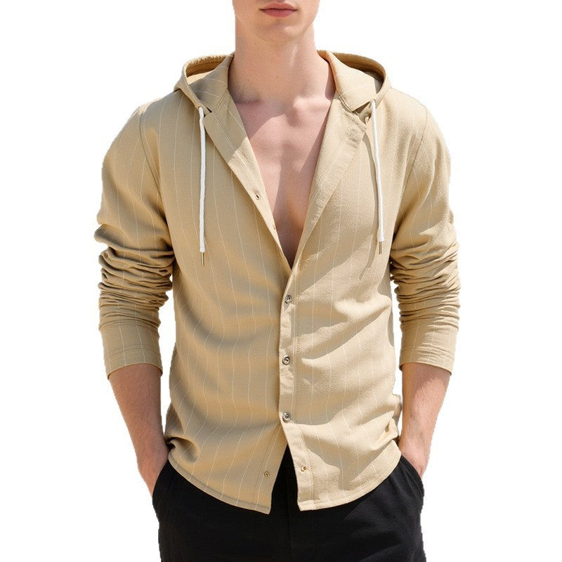 Slim-fit Hood Cardigan Casual Shirt Men Clarke Vibe Store