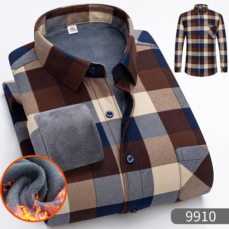 Warm Fleece-Lined Thickened Shirts For Middle-Aged And Senior Men Siqur Salute