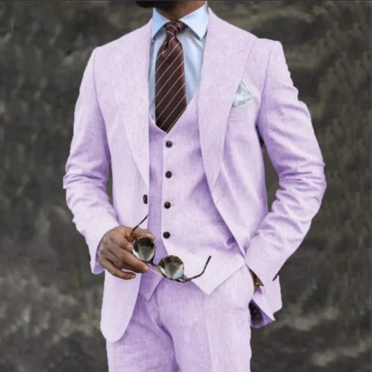 European And American Pink Business Casual Suit Three-piece Suit Men Clarke Vibe Store