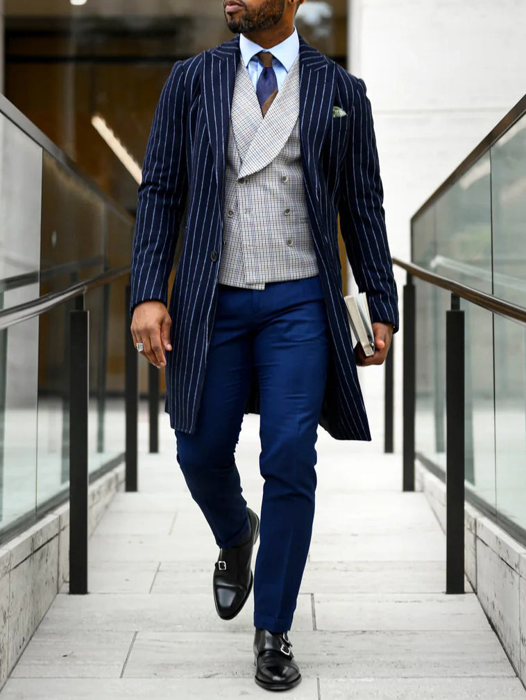 Men's Classic Striped Single-Breasted Coat Clarke Vibe Store