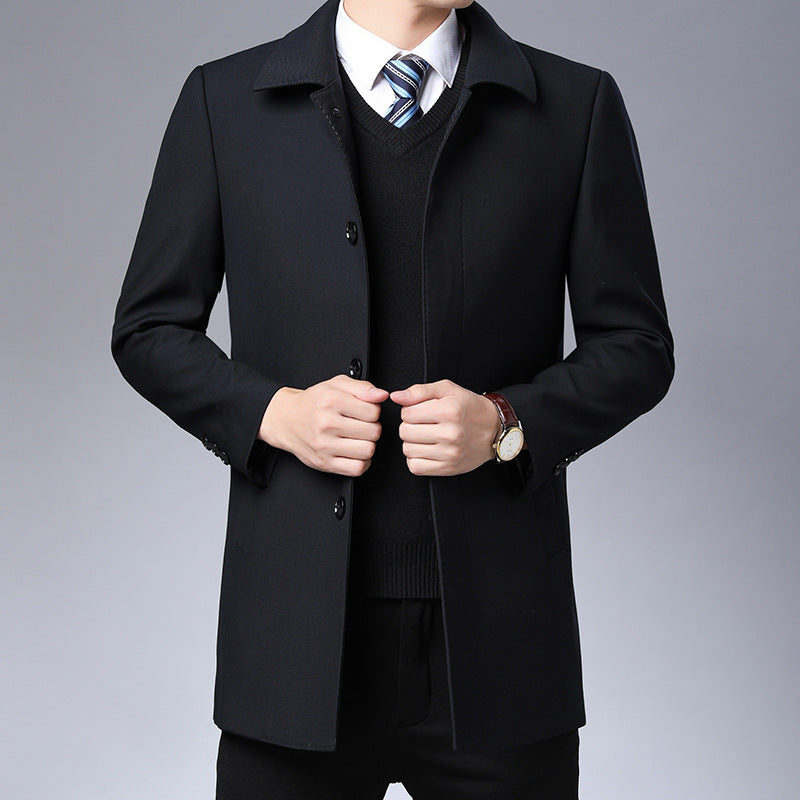 Suit collar cardigan middle-aged men trendy long-sleeved shirt Clarke Vibe Store