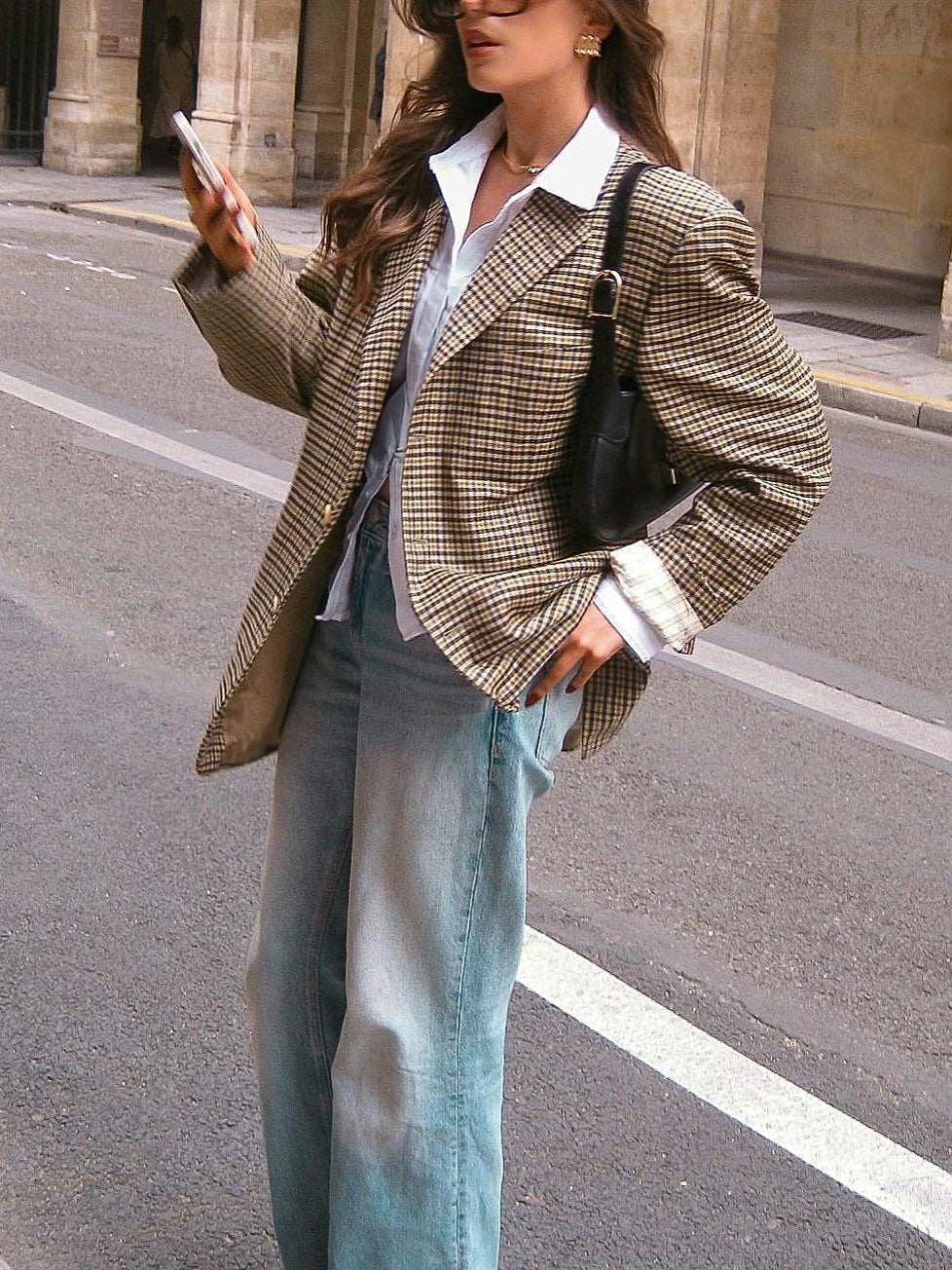 Elegant Plaid Blazer Clarke Vibe Store