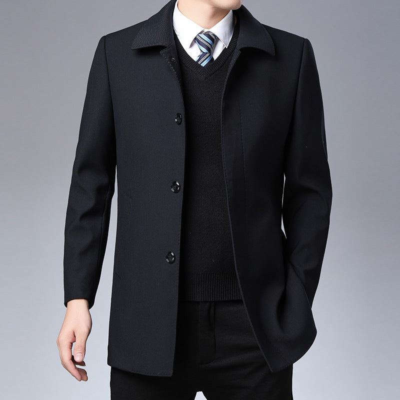 Suit collar cardigan middle-aged men trendy long-sleeved shirt Clarke Vibe Store