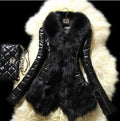 Faux fur large fur collar leather jacket Clarke Vibe Store
