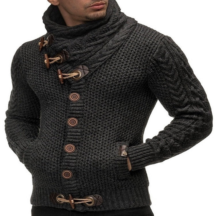 Knitted Jacket With High Collar Buttons Clarke Vibe Store
