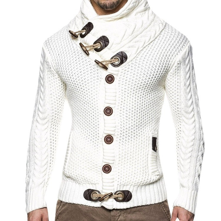 Knitted Jacket With High Collar Buttons Clarke Vibe Store
