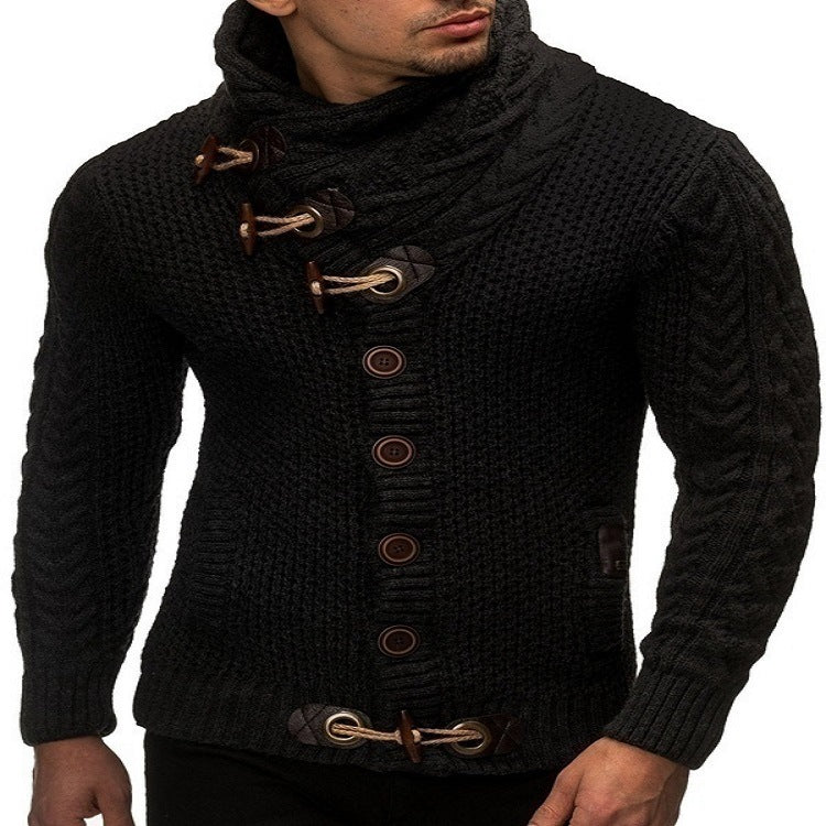 Knitted Jacket With High Collar Buttons Clarke Vibe Store