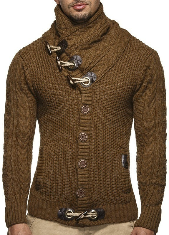 Knitted Jacket With High Collar Buttons Clarke Vibe Store