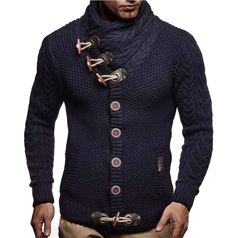 Knitted Jacket With High Collar Buttons Clarke Vibe Store