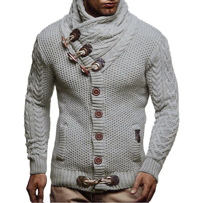 Knitted Jacket With High Collar Buttons Clarke Vibe Store