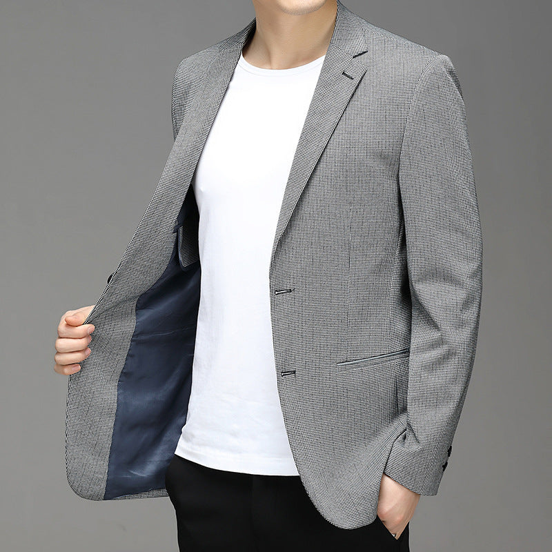 Spring New Suit Men"S Korean Plaid Non Iron Casual Small Suit Coat Fashion Men"S Wholesale Clarke Vibe Store