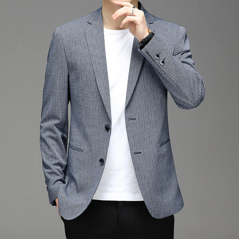 Spring New Suit Men"S Korean Plaid Non Iron Casual Small Suit Coat Fashion Men"S Wholesale Clarke Vibe Store