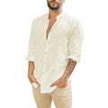 Solid Color Casual Stand Collar Long-sleeved Shirt Clarke Vibe Store