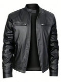 Men's Stand-up Collar Leather Jacket Business Casual Jacket Clarke Vibe Store