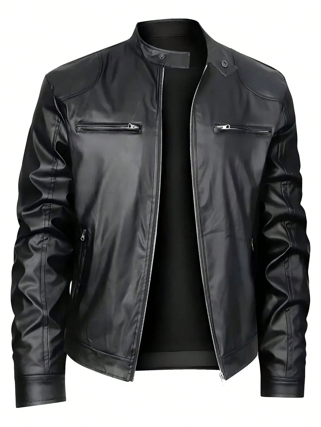 Men's Stand-up Collar Leather Jacket Business Casual Jacket Clarke Vibe Store