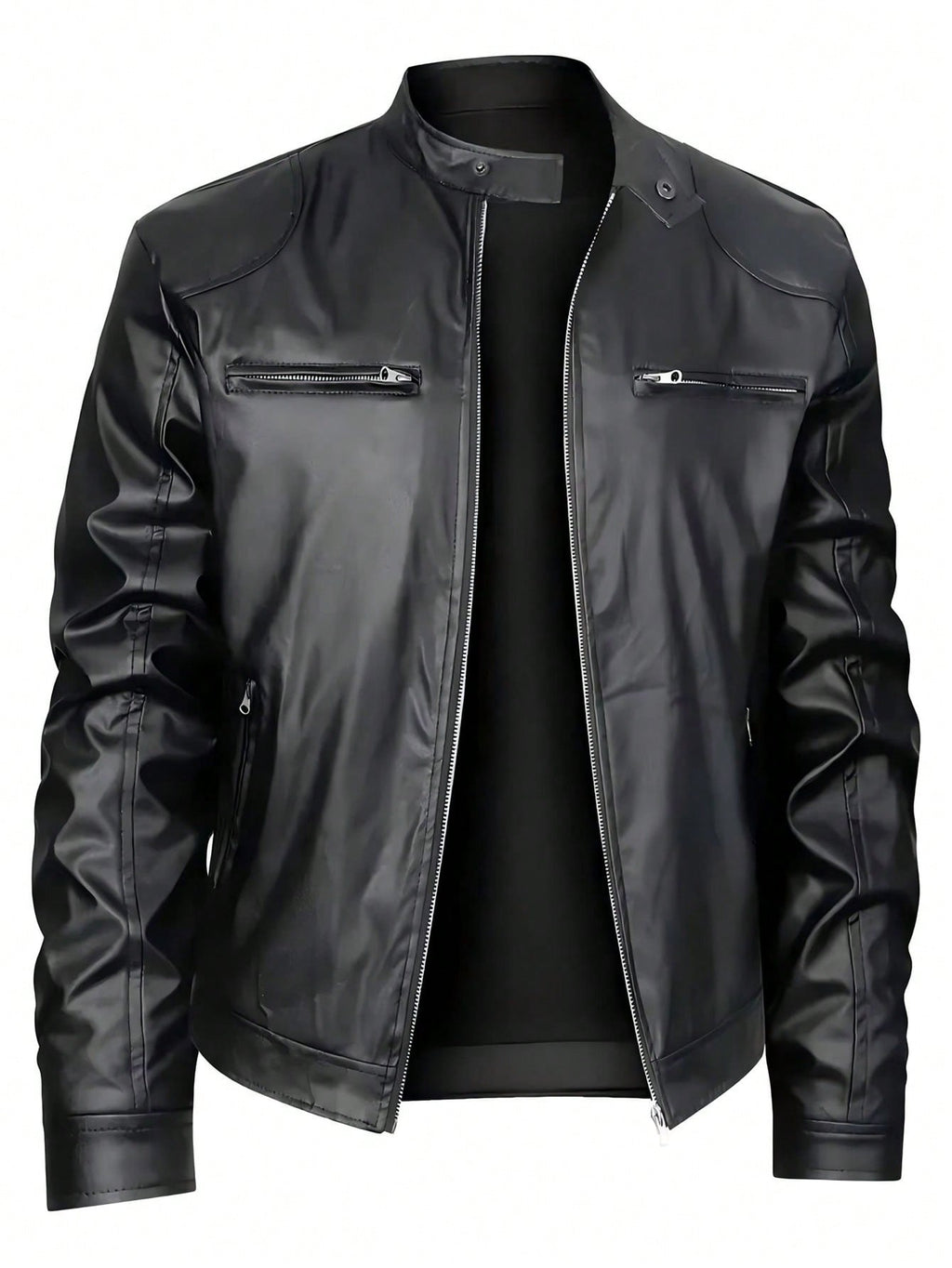 Men's Stand-up Collar Leather Jacket Business Casual Jacket Clarke Vibe Store
