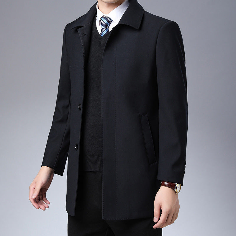 Suit collar cardigan middle-aged men trendy long-sleeved shirt Clarke Vibe Store