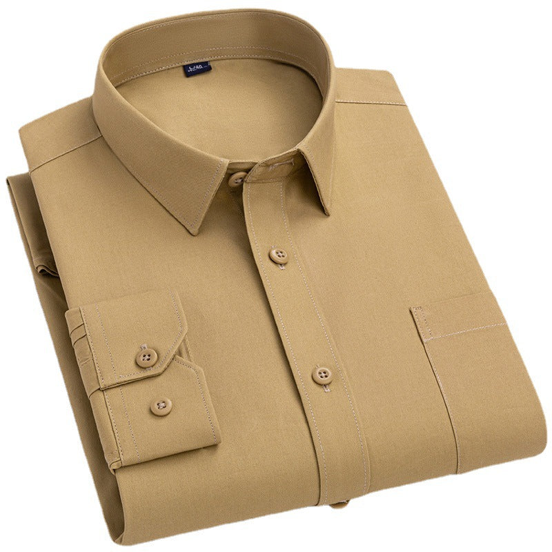 Spring Mens Khaki Cotton Long-sleeve Shirt Siqur Salute