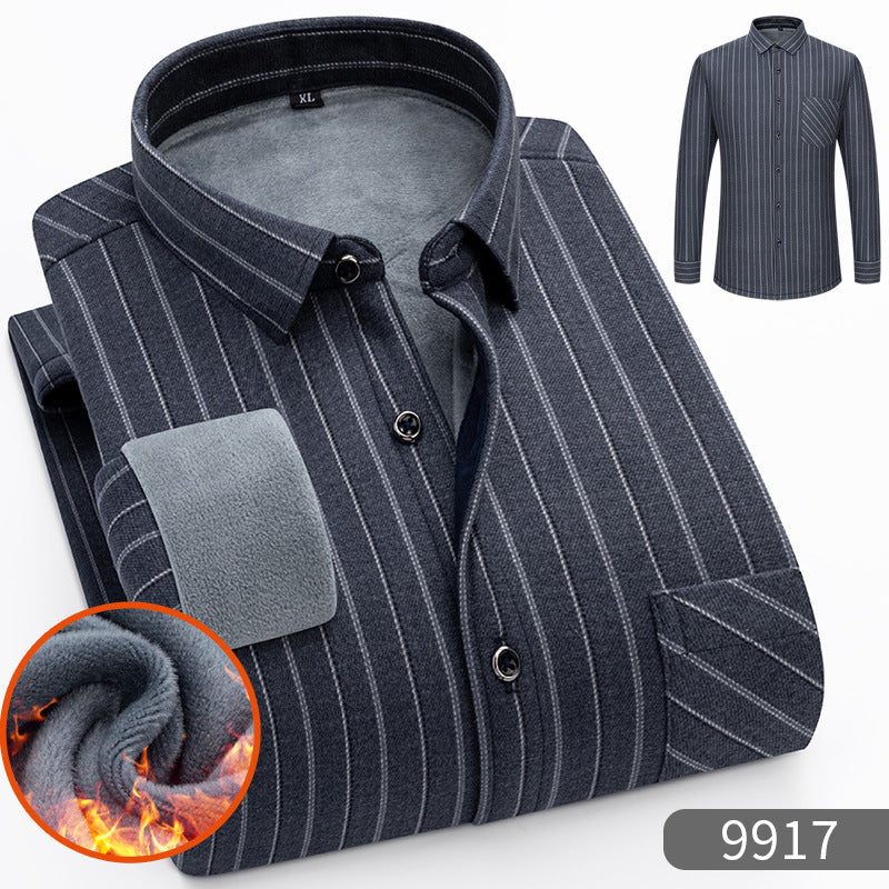 Warm Fleece-Lined Thickened Shirts For Middle-Aged And Senior Men Siqur Salute