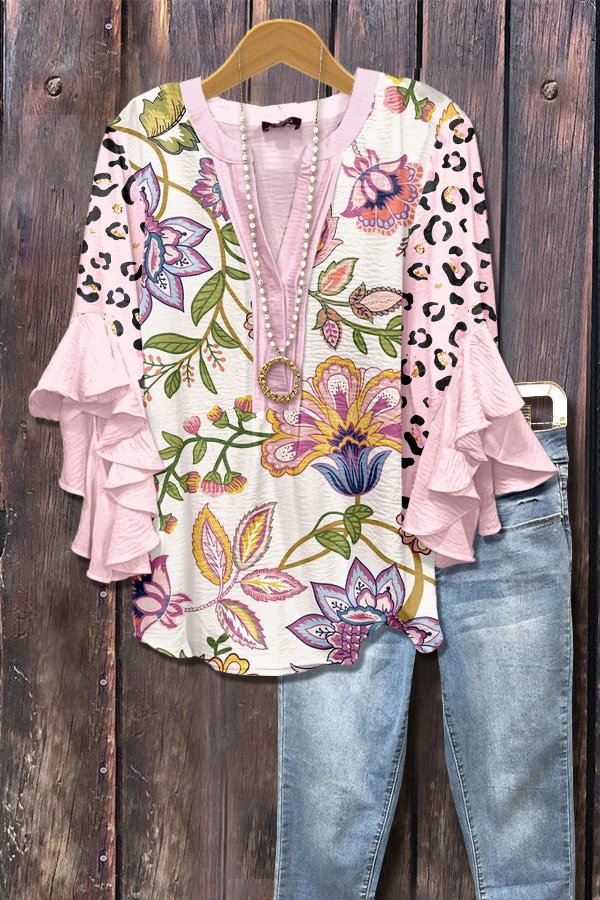 Casual Top With A Creative Floral Print And Digital Printing Clarke Vibe Store