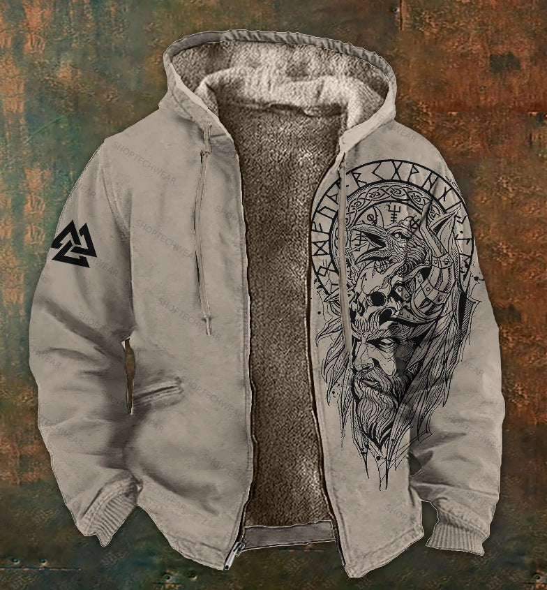 3D Digitalprint Mens Fashion Vintage Hooded Zipup Jacket Siqur Salute