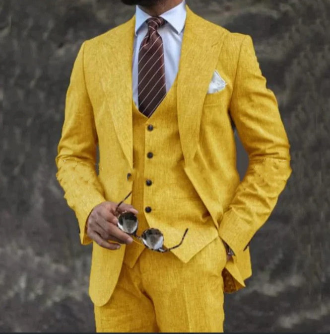 European And American Pink Business Casual Suit Three-piece Suit Men Clarke Vibe Store