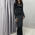 Sexy Long Sleeve Narrow Solid Color Dress Clarke Vibe Store