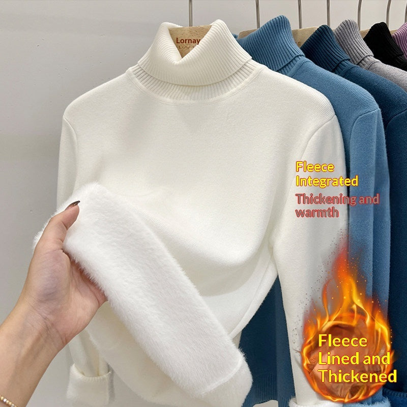 Womens Fleece-lined Turtleneck Base Sweater Clarke Vibe Store