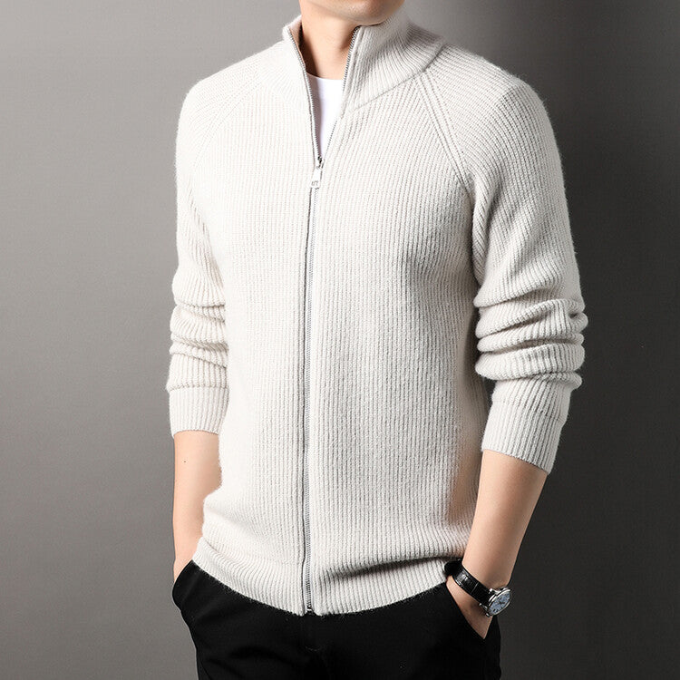 Mens Casual All-match Stand-up Collar Cardigan Sweater Siqur Salute
