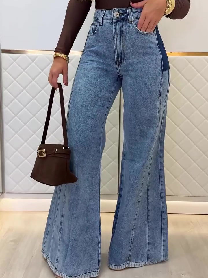 Trendy Light Blue High - Waisted Flared Jeans Clarke Vibe Store