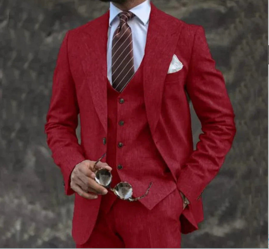 European And American Pink Business Casual Suit Three-piece Suit Men Clarke Vibe Store