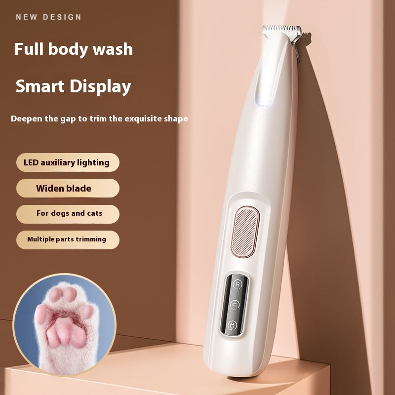 Pets Dog Paw Trimmer With LED Light Fully Waterproof Pet Hair Trimmer With LED Display Dog Clippers For Grooming Widen Blade Siqur Salute