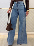 Trendy Light Blue High - Waisted Flared Jeans Clarke Vibe Store