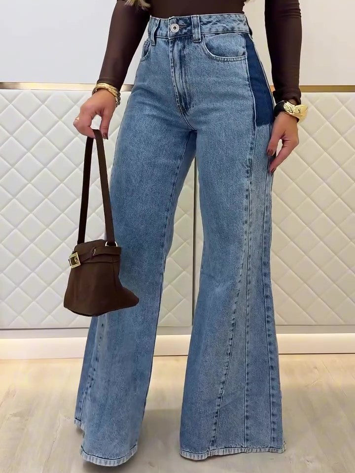 Trendy Light Blue High - Waisted Flared Jeans Clarke Vibe Store