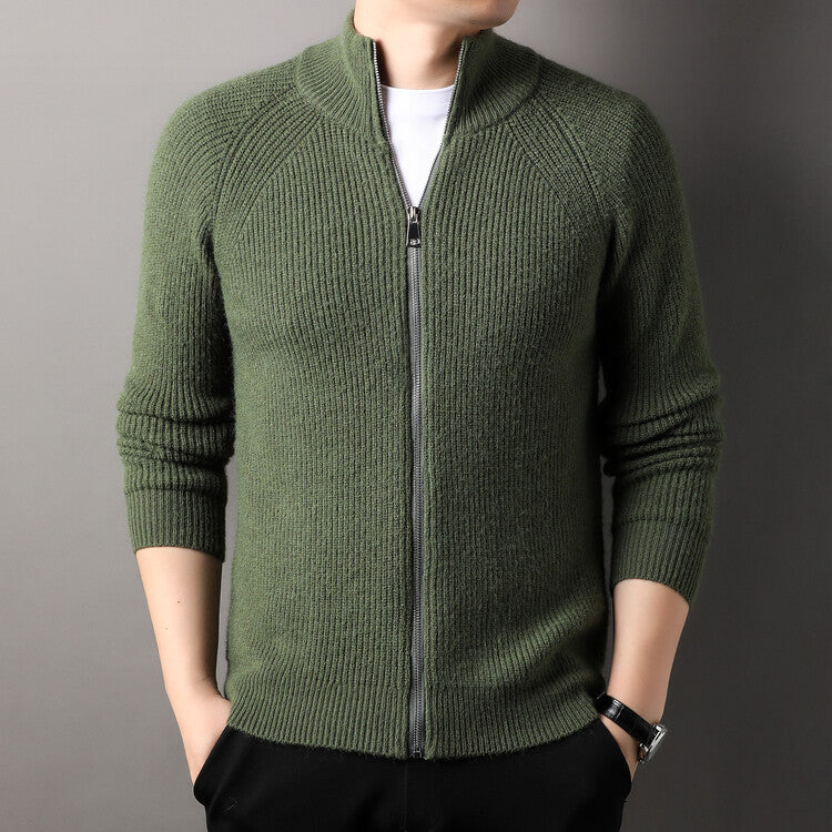 Mens Casual All-match Stand-up Collar Cardigan Sweater Siqur Salute