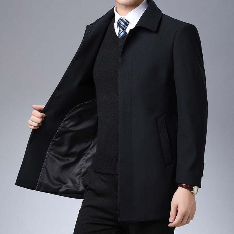 Suit collar cardigan middle-aged men trendy long-sleeved shirt Clarke Vibe Store