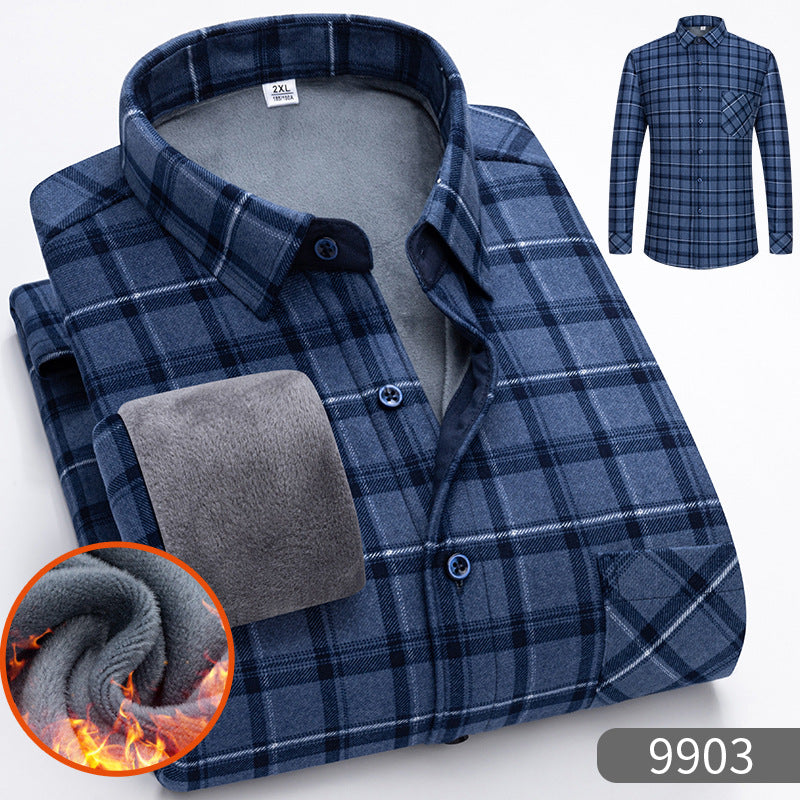 Warm Fleece-Lined Thickened Shirts For Middle-Aged And Senior Men Siqur Salute