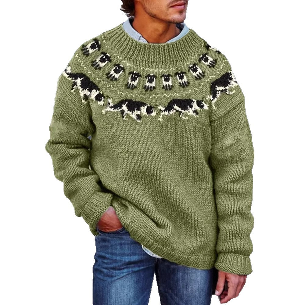 Mens Crew-Neck Sweatshirt With 3D Digital Print On Coarse Needle Fabric Siqur Salute