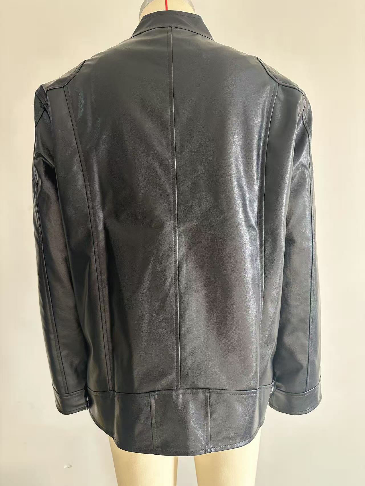 Men's Stand-up Collar Leather Jacket Business Casual Jacket Clarke Vibe Store