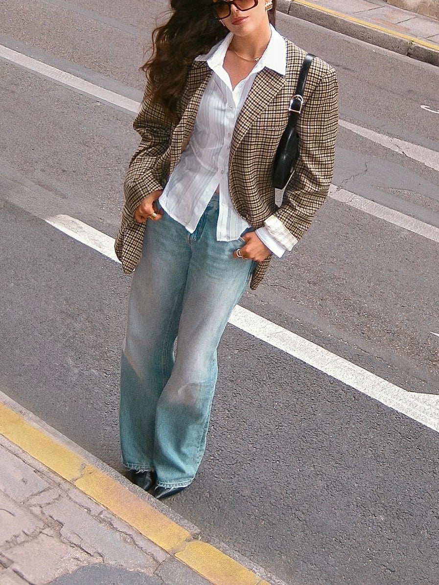 Elegant Plaid Blazer Clarke Vibe Store