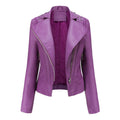 Beaded Leather Women's Long-sleeved Fashion Jacket Lapel Motorcycle Clothing Thin Women's Jacket Clarke Vibe Store