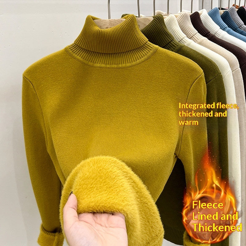 Womens Fleece-lined Turtleneck Base Sweater Clarke Vibe Store