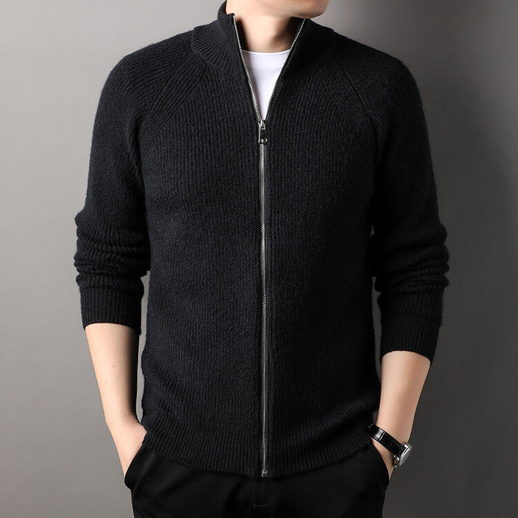 Mens Casual All-match Stand-up Collar Cardigan Sweater Siqur Salute
