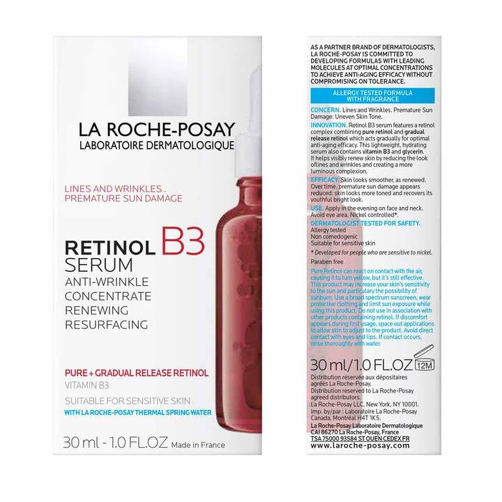 La Roche-Posay Pure Retinol Face Serum with Vitamin B3, Anti Aging Face Serum for Lines, Wrinkles & Premature Sun Damage to Resurface & Hydrate, Suitable for Sensitive Skin, 1.0 Fl. Oz Clarke's Vibe Store