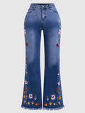 High-elasticity Embroidered Flared Jeans For Women Clarke Vibe Store