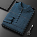 Mens Stand-Up Collar Long-Sleeve Half-Zip Knit Sweater Siqur Salute