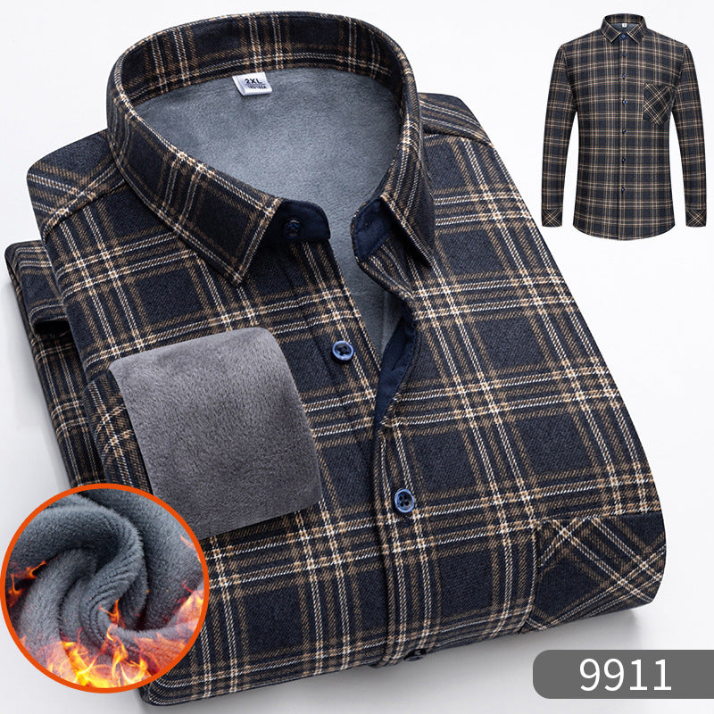 Warm Fleece-Lined Thickened Shirts For Middle-Aged And Senior Men Siqur Salute