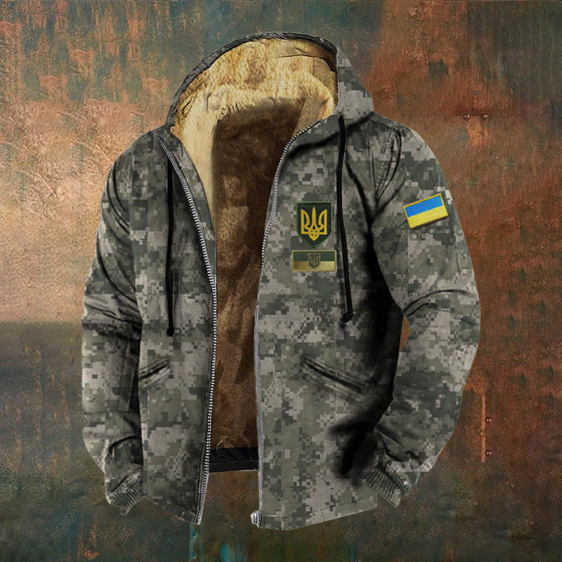 3D Digitalprint Mens Fashion Vintage Hooded Zipup Jacket Siqur Salute